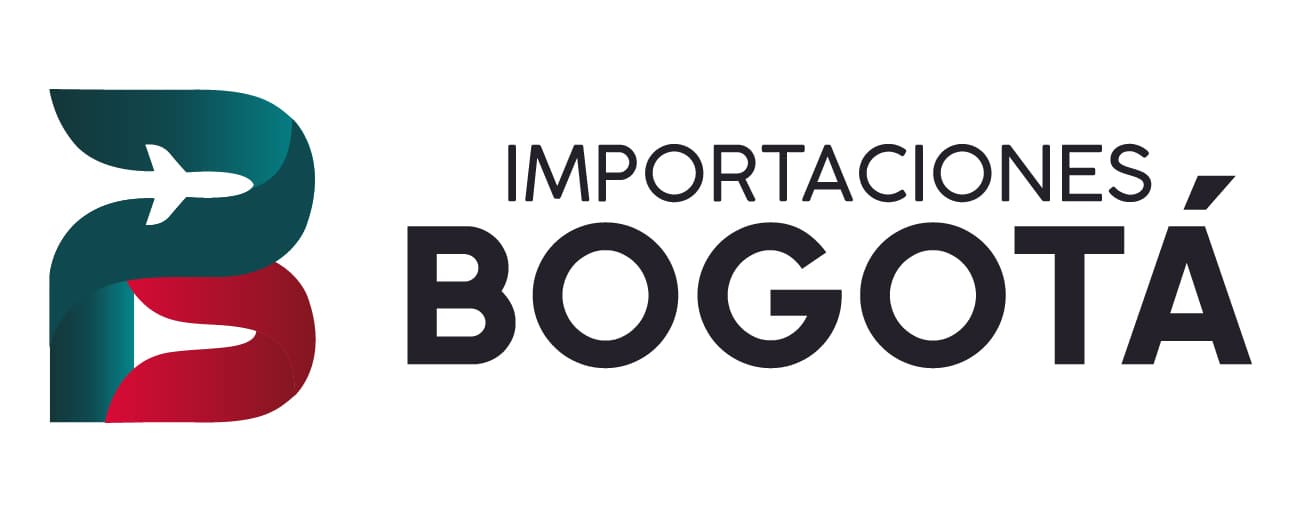 Imagotipo oficial de Importaciones Bogotá, que muestra un isotipo en forma de letra B estilizada con la silueta de un avión en el centro, junto al texto "IMPORTACIONES BOGOTÁ".